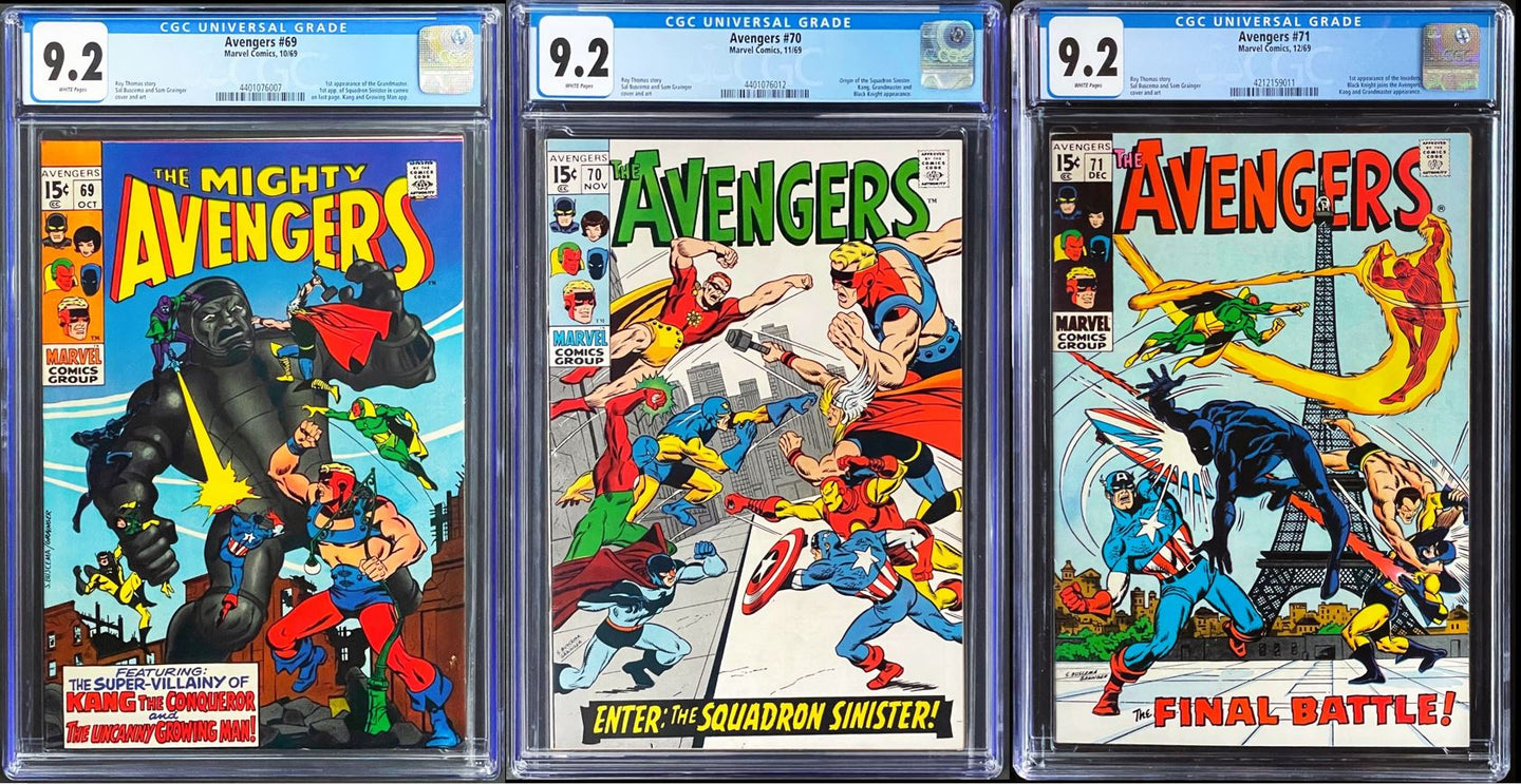 AVENGERS #69 #70 #71 CGC 9.2 WHITE 1969 Marvel Comics 1st Appearances Set of 3