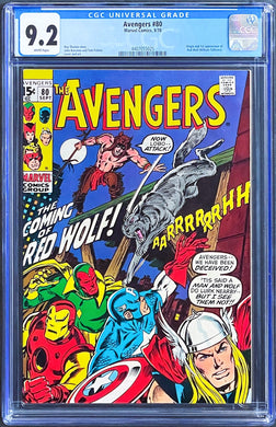 AVENGERS #80 CGC 9.2 WHITE PAGES 💎 1st RED WOLF