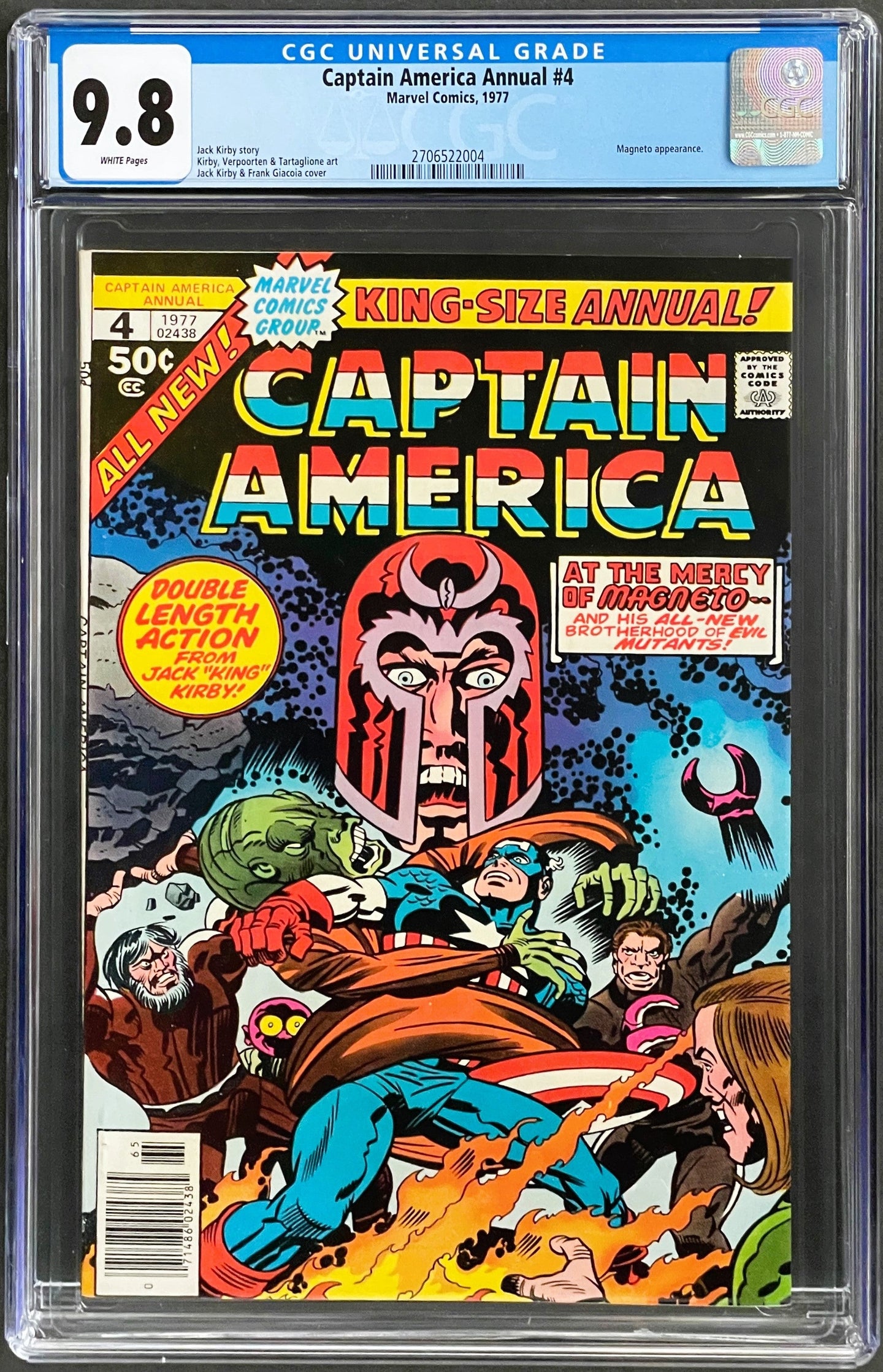 CAPTAIN AMERICA ANNUAL #4 CGC 9.8 WHITE PAGES 💎 1st MUTANT FORCE