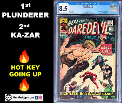 DAREDEVIL #12 CGC 8.5 OW WHITE 💎 1st PLUNDERER  2nd KA-ZAR