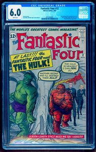 FANTASTIC FOUR #12 CGC 6.0 WHITE PAGES 💎 1st HULK MEETING