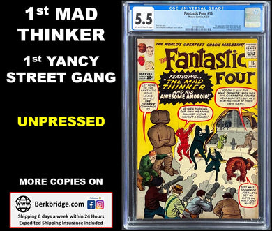 FANTASTIC FOUR #15 CGC 5.5 OW WHITE PAGES 🔥 1st MAD THINKER (UNPRESSED)