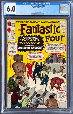 FANTASTIC FOUR #15 CGC 6.0 WHITE PAGES 💎 1st MAD THINKER