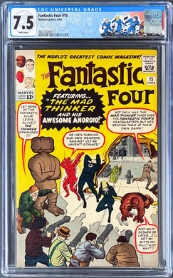 FANTASTIC FOUR #15 CGC 7.5 WHITE PAGES 💎 1st MAD THINKER (CUSTOM LABEL)