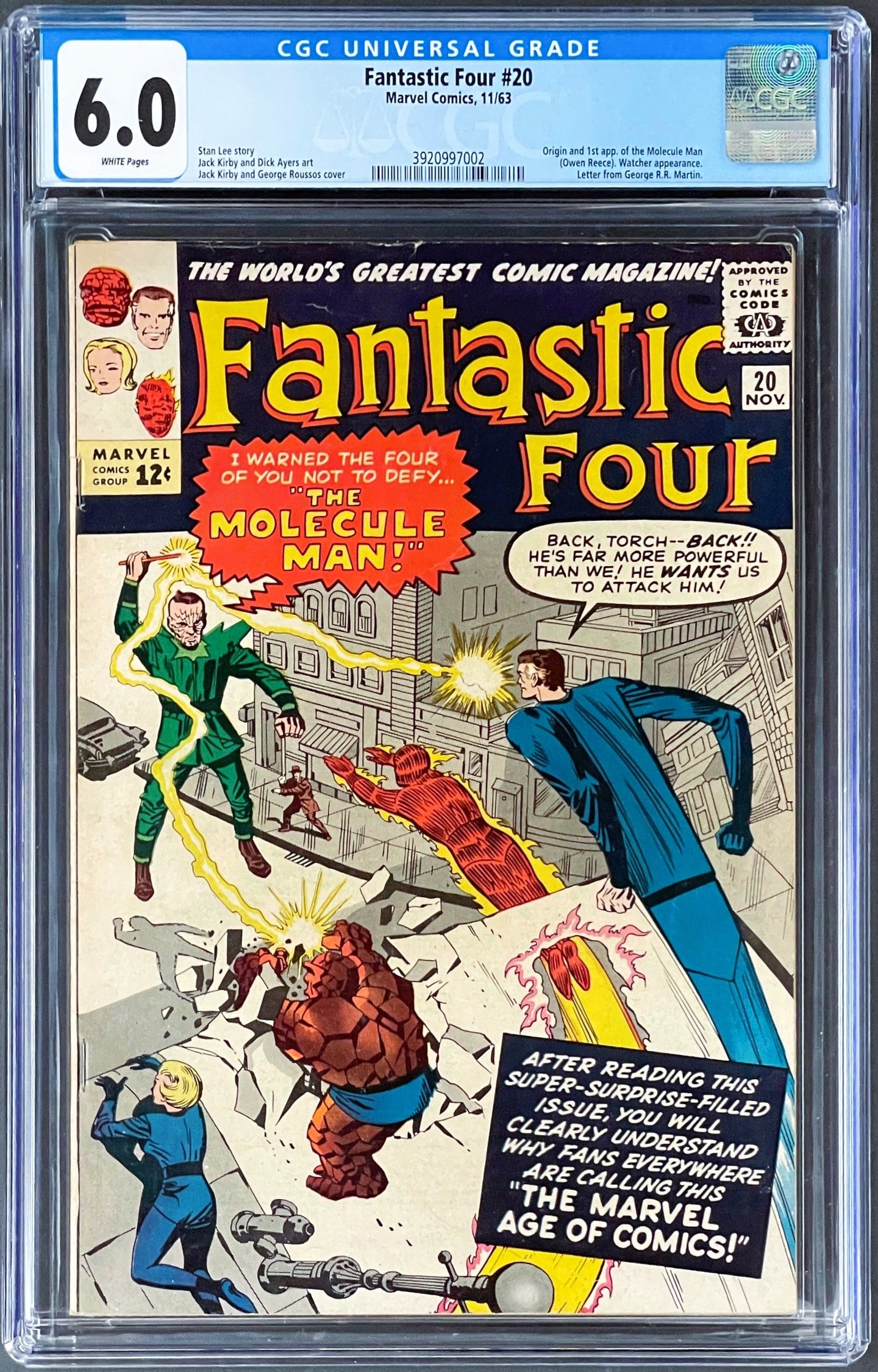 FANTASTIC FOUR #20 CGC 6.0 WHITE PAGES 💎 1st MOLECULE MAN