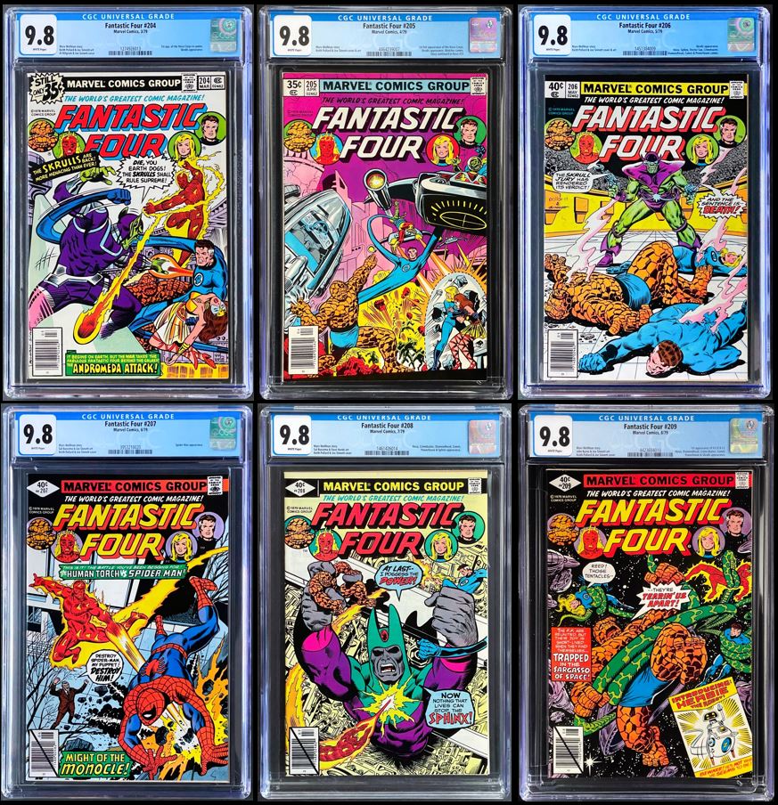 FANTASTIC FOUR #204 #205 #206 #207 #208 #209 CGC 9.8 WHITE PAGES 💎 SET OF 6