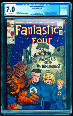 FANTASTIC FOUR #45 CGC 7.0 WHITE PAGES 💎 1st INHUMANS