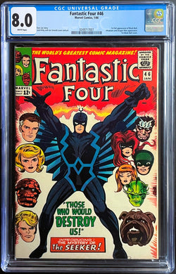 FANTASTIC FOUR #46 CGC 8.0 WHITE PAGES 💎 1st FULL BLACK BOLT (UNPRESSED)