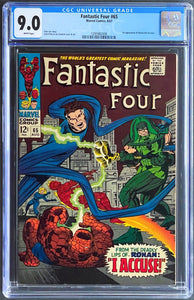 FANTASTIC FOUR #65 CGC 9.0 WHITE PAGES 💎 1st KREE RONAN AND SUPREME INTELLIGENCE