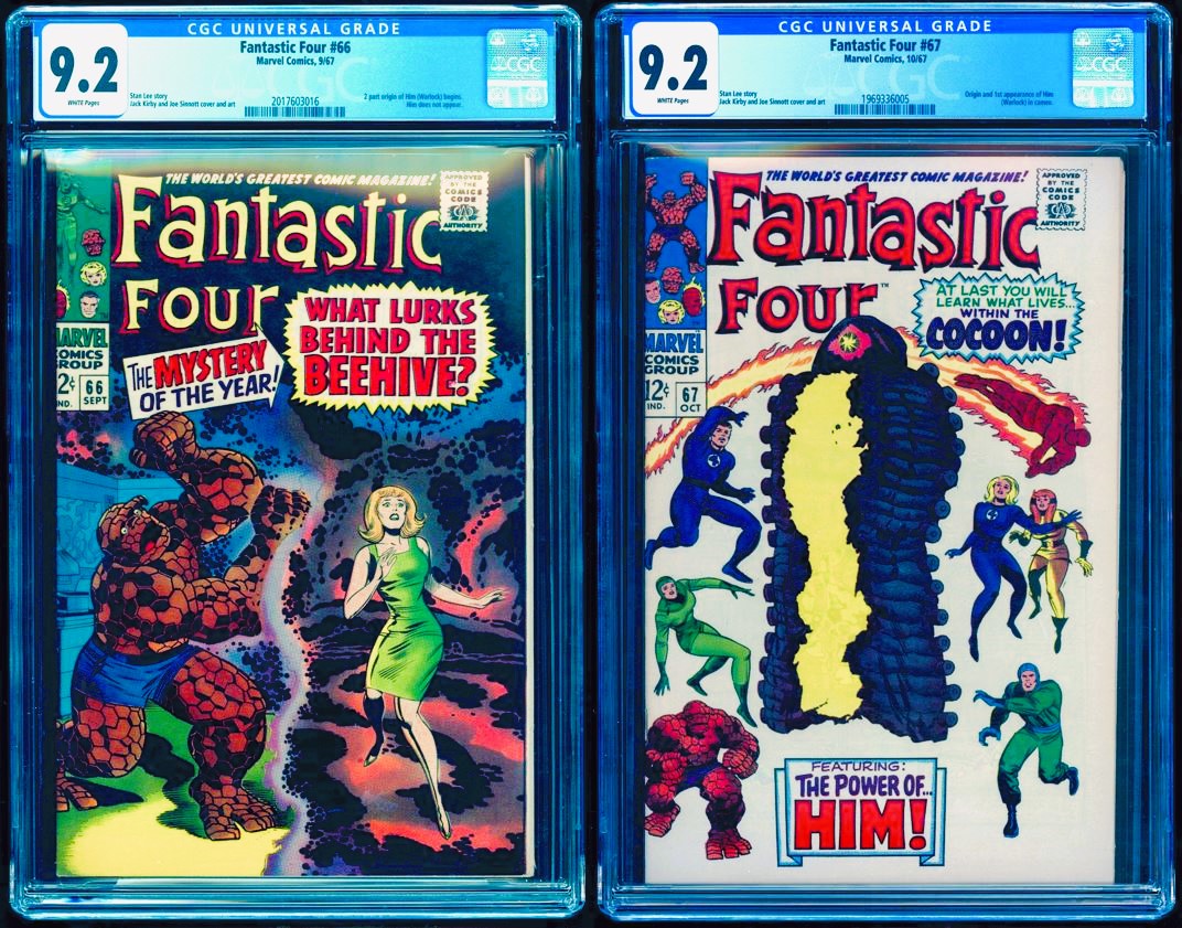 FANTASTIC FOUR #66 & #67 CGC 9.2 WHITE PAGES 💎 ORIGIN & 1st HIM ADAM WARLOCK