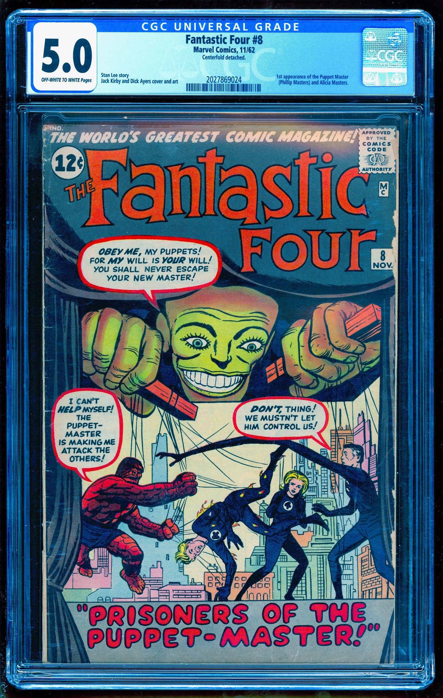 FANTASTIC FOUR #8 CGC 5.0 OW WHITE PAGES 💎 1st ALICIA MASTERS & PUPPET MASTER