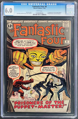 FANTASTIC FOUR #8 CGC 6.0 WHITE PAGES 💎 1st ALICIA MASTERS & PUPPET MASTER