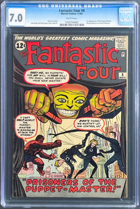 FANTASTIC FOUR #8 CGC 7.0 WHITE PAGES 💎 1st ALICIA MASTERS & PUPPET MASTER