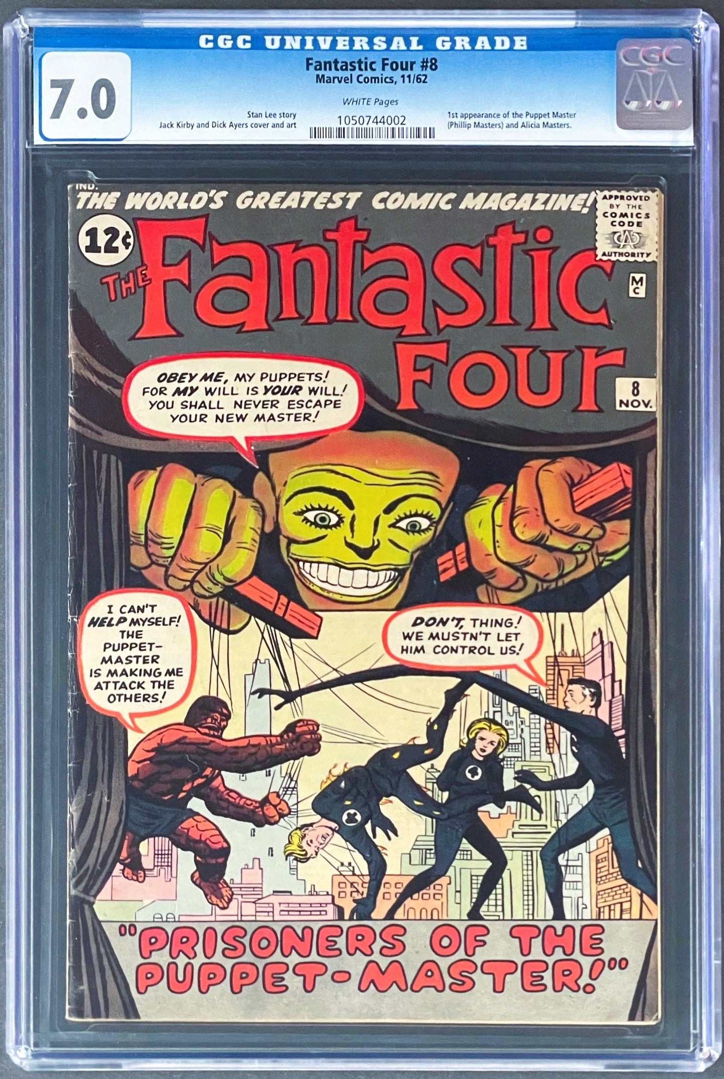 FANTASTIC FOUR #8 CGC 7.0 WHITE PAGES 💎 1st ALICIA MASTERS & PUPPET MASTER