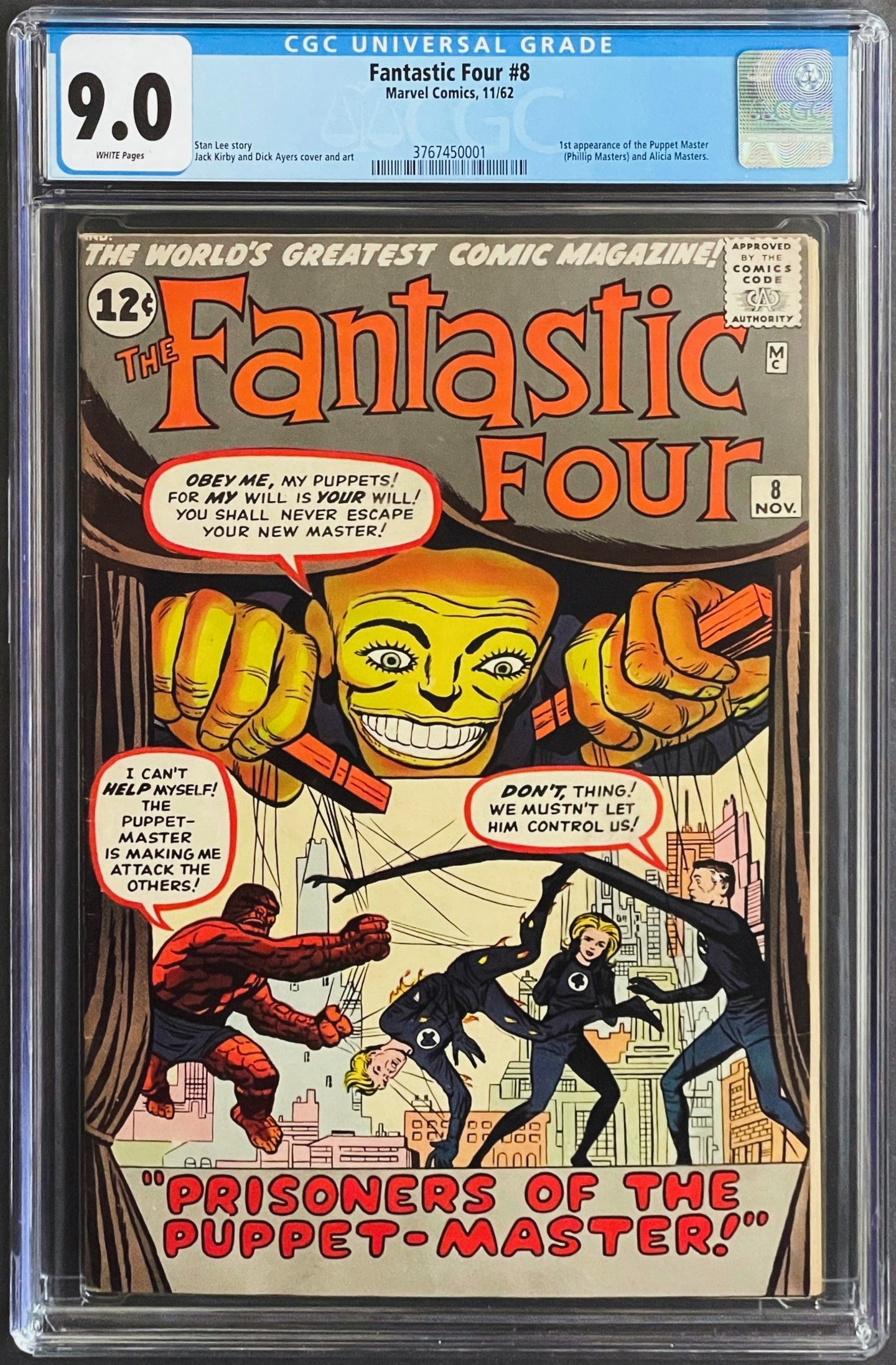FANTASTIC FOUR #8 CGC 9.0 WHITE PAGES 💎 1st ALICIA MASTERS & PUPPET MASTER