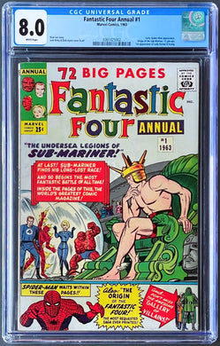 FANTASTIC FOUR ANNUAL #1 CGC 8.0 WHITE PAGES 💎 1st LADY DORMA & KRANG (UNPRESSED)