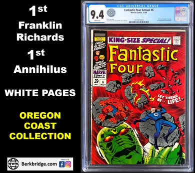 FANTASTIC FOUR ANNUAL #6 CGC 9.4 WHITE PAGES 🔥 Oregon Coast Collection