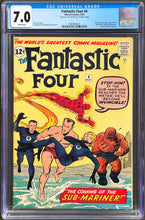 Load image into Gallery viewer, Fantastic Four #4 CGC 7.0 White 1st Silver Age Sub-Mariner 1962 JSA SS Candidate