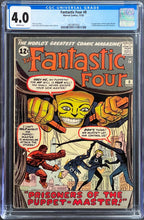 Load image into Gallery viewer, Fantastic Four #8 CGC 4.0 WHITE 1962 Marvel Comics 1st Puppet Master Alicia Masters