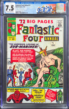 Load image into Gallery viewer, Fantastic Four Annual #1 CGC 7.5 OW White Pages (Unpressed) 💎 Original Jack Kirby Amazing Spider-Man #1 Story