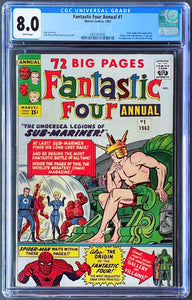 Fantastic Four Annual #1 CGC 8.0 White 1963 Marvel Comics 5th Amazing Spider-Man (Unpressed)