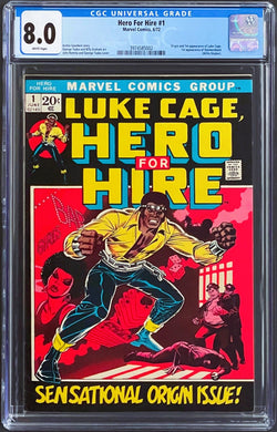 HERO FOR HIRE #1 CGC 8.0 WHITE PAGES 💎 1st LUKE CAGE (UNPRESSED)