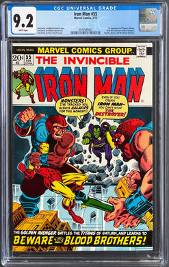 IRON MAN #55 CGC 9.2 WHITE PAGES 💎 1st STARFOX THANOS DRAX KRONOS