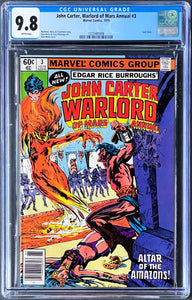 JOHN CARTER WARLORD OF MARS ANNUAL #3 CGC 9.8 WHITE PAGES 💎 NEWSSTAND EDITION