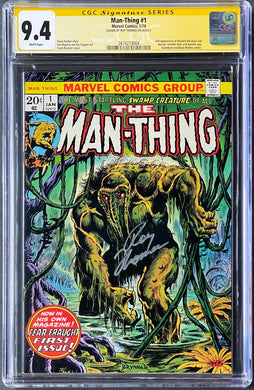 MAN-THING #1 CGC 9.4 SS WHITE PAGES 💎 Signed ROY THOMAS