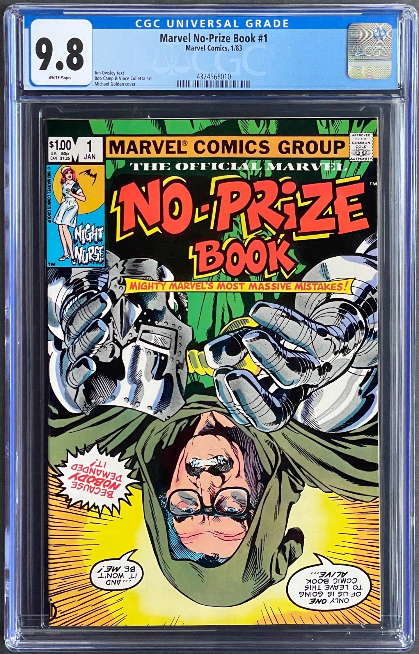 MARVEL NO-PRIZE BOOK #1 CGC 9.8 WHITE PAGES