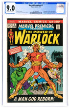 Load image into Gallery viewer, MARVEL PREMIERE #1 CGC 9.0 OW WHITE 🔥 1st ADAM WARLOCK &amp; ORIGIN