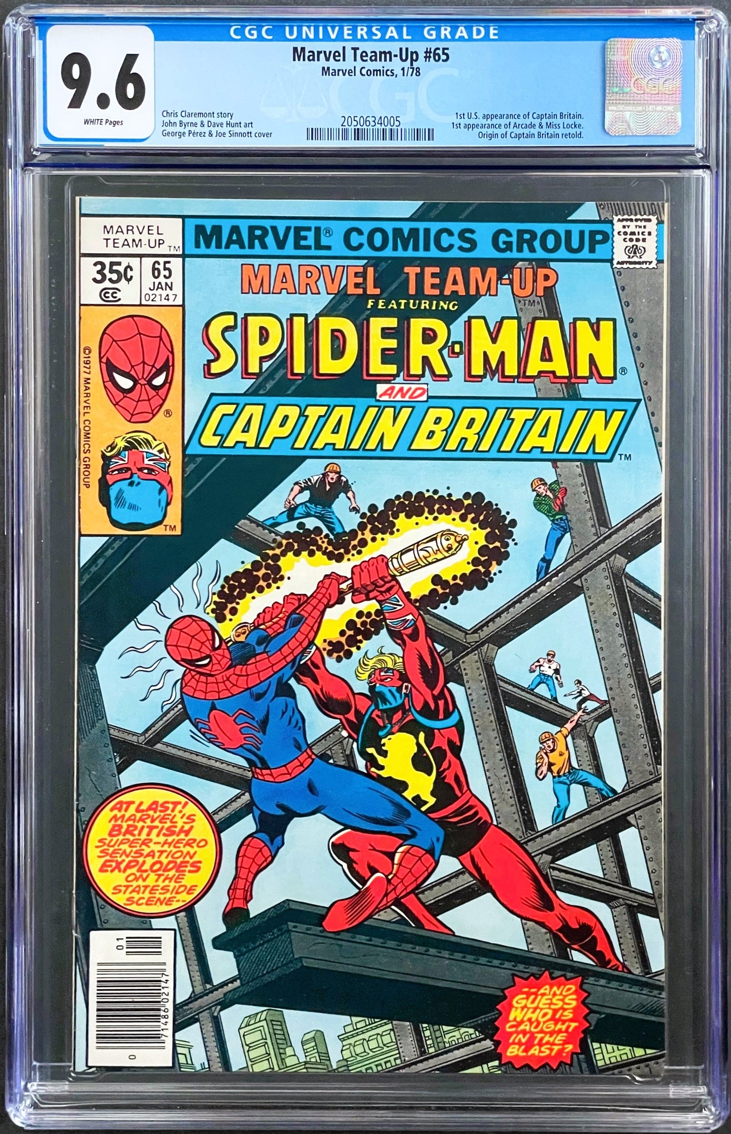 MARVEL TEAM-UP #65 CGC 9.6 WHITE PAGES 💎 1st U.S. CAPTAIN BRITAIN (4005)