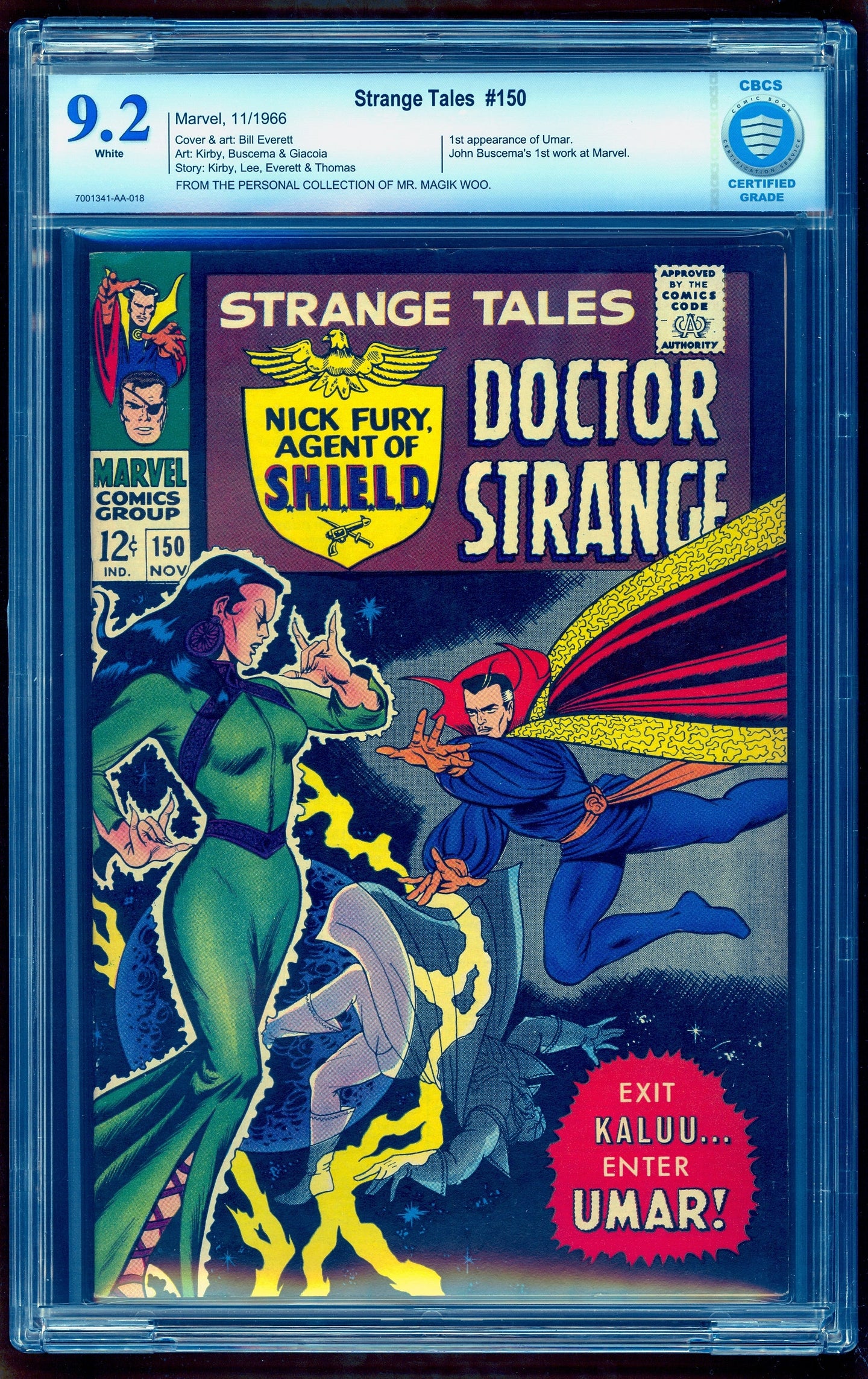 STRANGE TALES #150 CBCS 9.2 WHITE PAGES 💎 1st UMAR