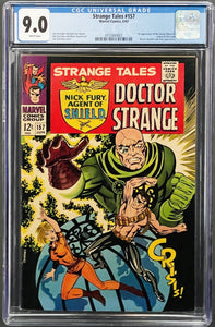 STRANGE TALES #157 CGC 9.0 WHITE PAGES 💎1st LIVING TRIBUNAL