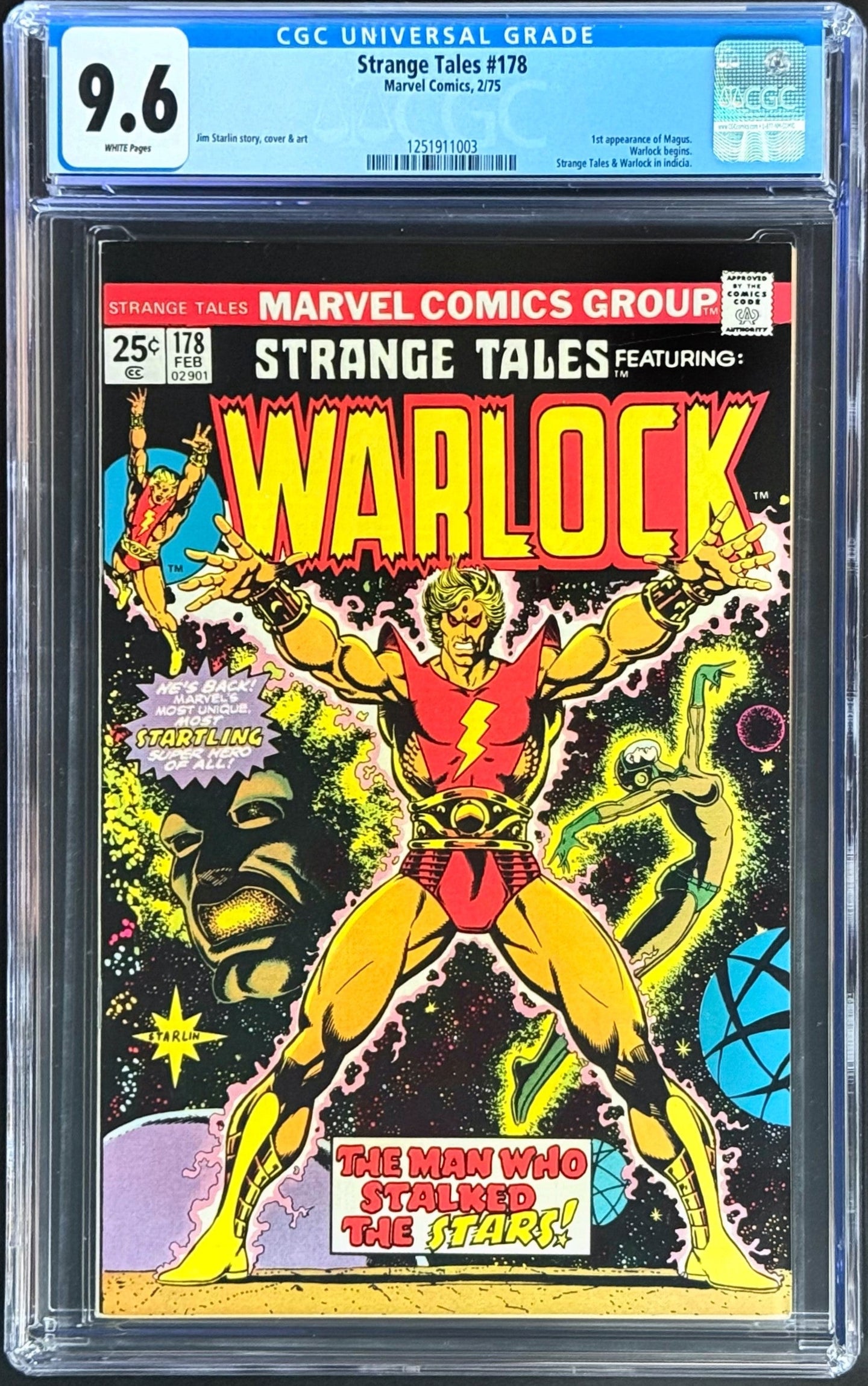 Strange Tales #178 CGC 9.6 White Pages (Unpressed) 1st Adam Warlock Magus 1975 Jim Starlin