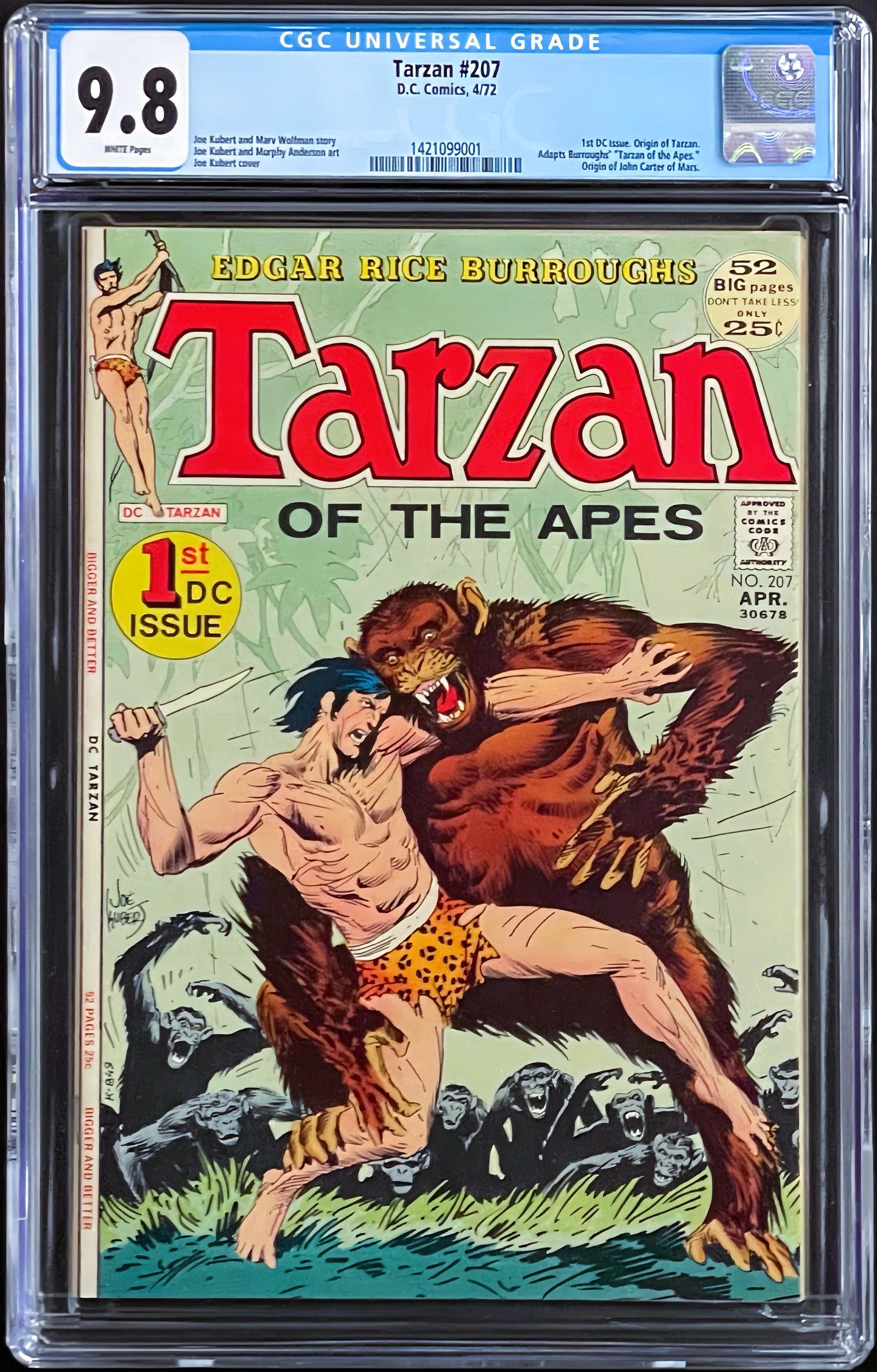 Tarzan #207 CGC 9.8 White Pages 1972 DC 1st App John Carter Warlord of Mars