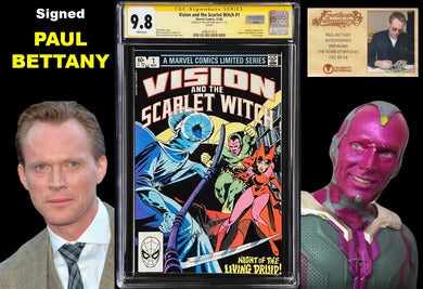 VISION AND THE SCARLET WITCH #1 CGC 9.8 SS WHITE PAGES 🔥 SIGNED PAUL BETTANY