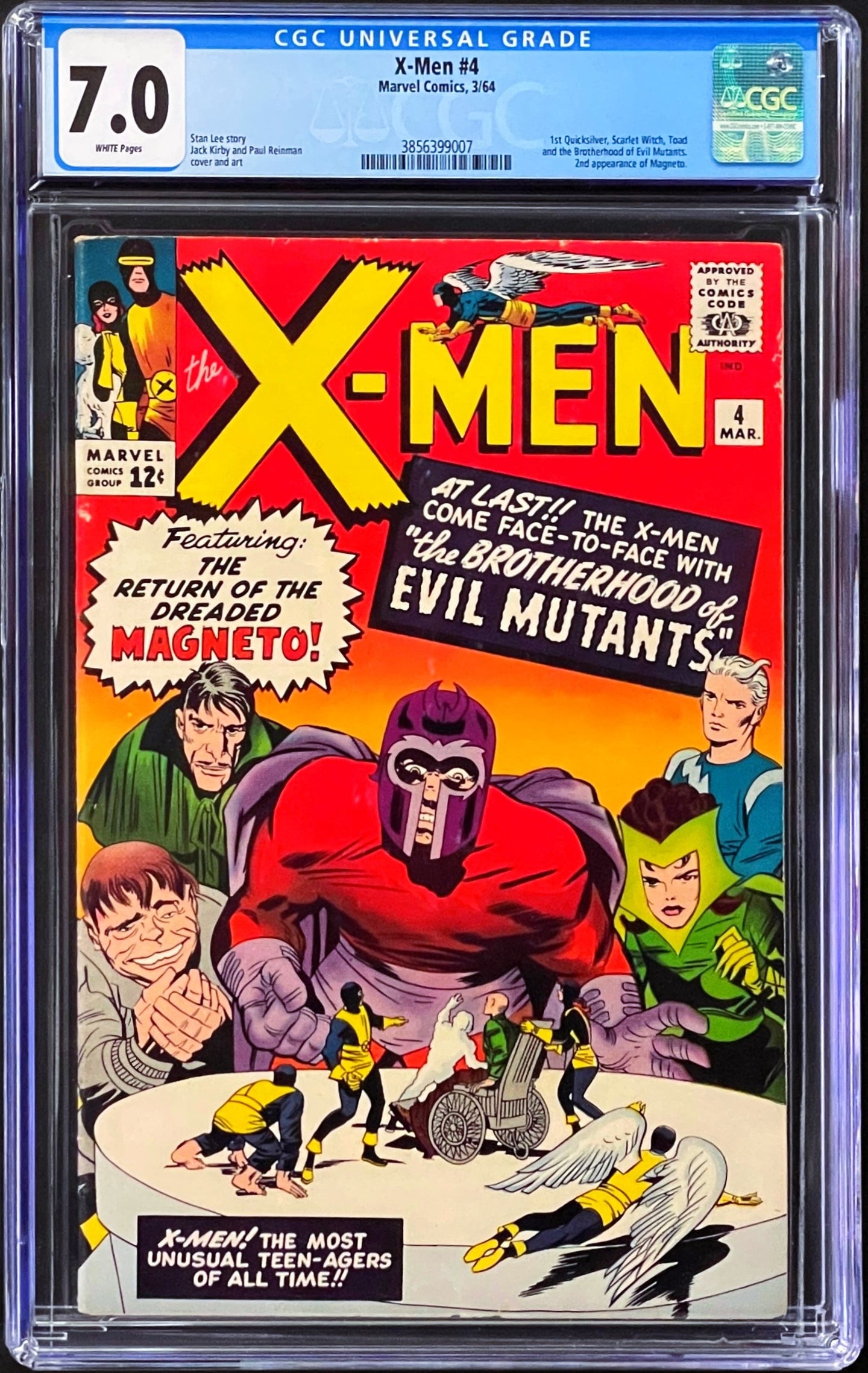 X-MEN #4 CGC 7.0 WHITE 1964 Marvel Comics 1st Appearance Scarlet Witch Quicksilver