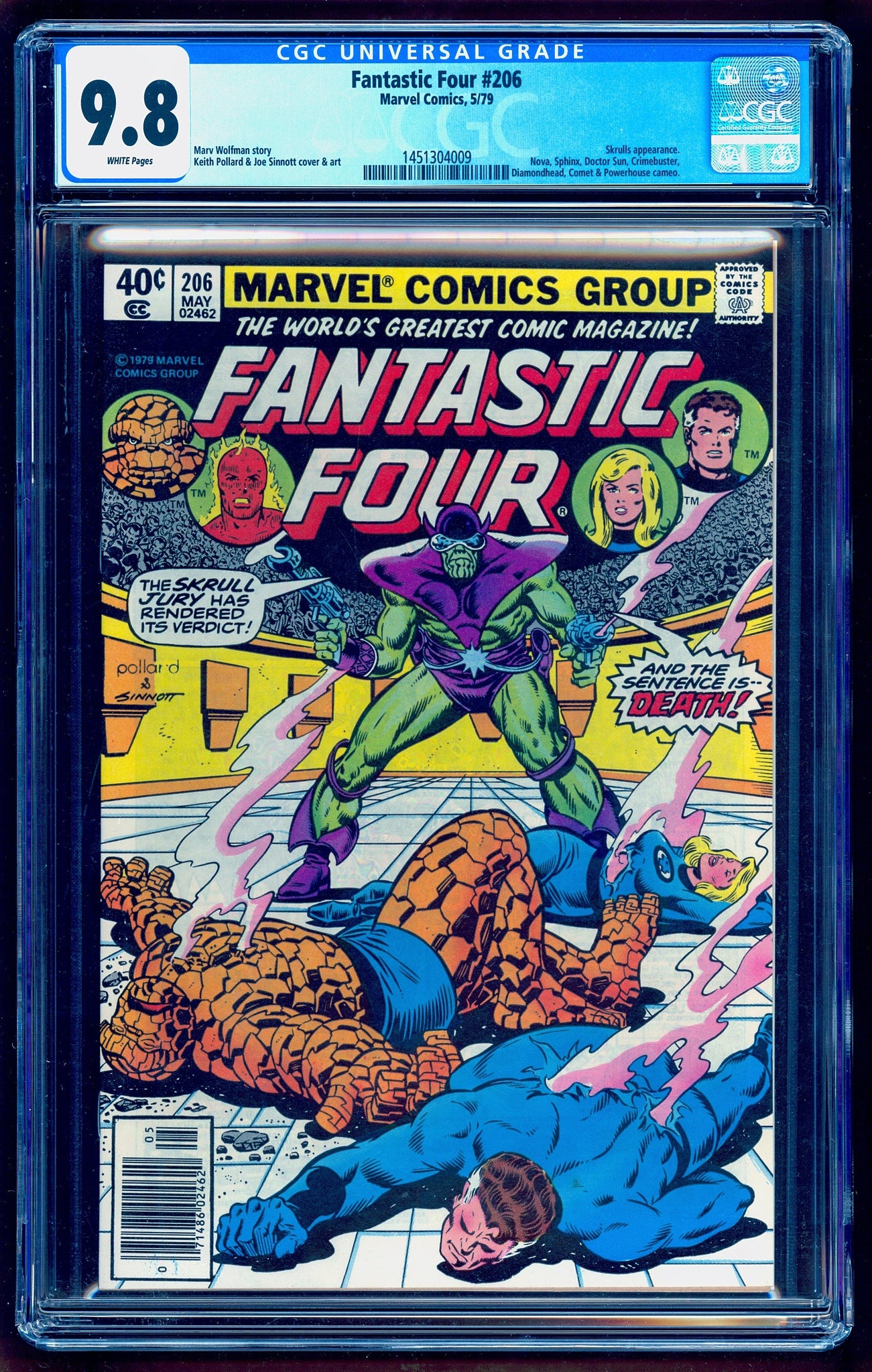 FANTASTIC FOUR #206 CGC 9.8 WHITE PAGES 💎 NEWSSTAND EDITION ...