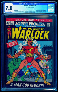 MARVEL PREMIERE #1 CGC 7.0 OFF WHITE 🔥 ORIGIN & 1st ADAM WARLOCK