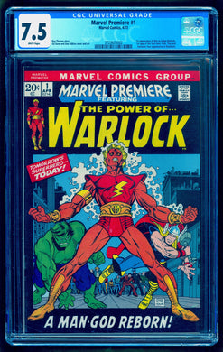 MARVEL PREMIERE #1 CGC 7.5 WHITE PAGES 🔥 ORIGIN & 1st ADAM WARLOCK