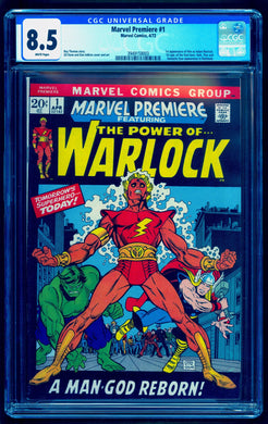 MARVEL PREMIERE #1 CGC 8.5 WHITE PAGES 💎 ORIGIN & 1st ADAM WARLOCK