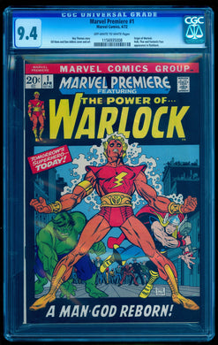 MARVEL PREMIERE #1 CGC 9.4 OW WHITE PAGES 💎 1st ADAM WARLOCK